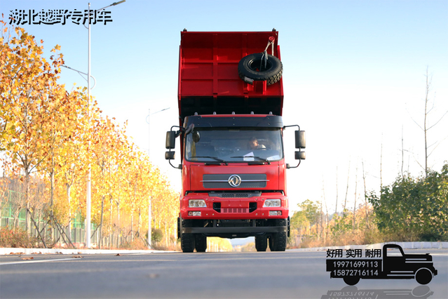 210 HP 4×2DF baris dump truck semi-dedicated_5 ton di depan dan 13 ton di belakang truk pengangkut tanah, batu dan pasir_dump truck untuk mengangkut pekerjaan tanah dan bijih di lokasi konstruksi kotoran